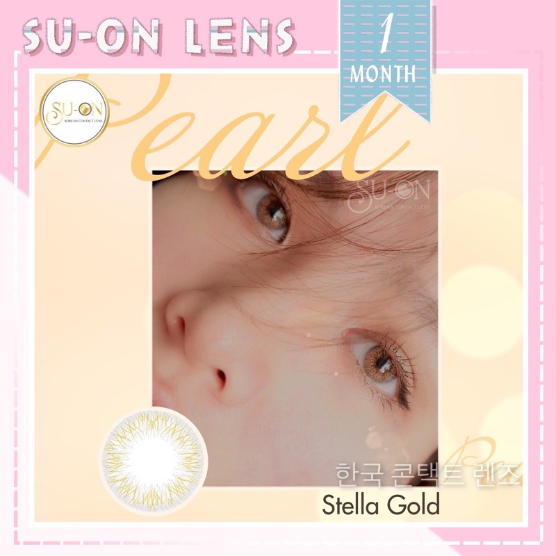 {Lens 1 tháng} Kính áp tròng STELLA GOLD PEARL + tặng kèm bộ dụng cụ mini