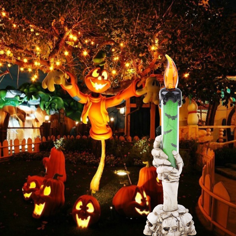 Đèn LED Điện Tử Hình Bàn Tay Đầu Lâu Không Khói Trang Trí Halloween