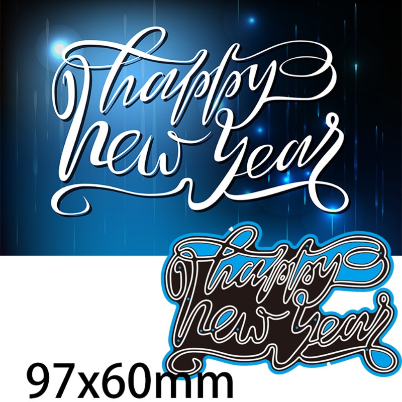 Khuôn cắt giấy làm từ kim loại hình chúc mừng năm mới trang trí scrapbook