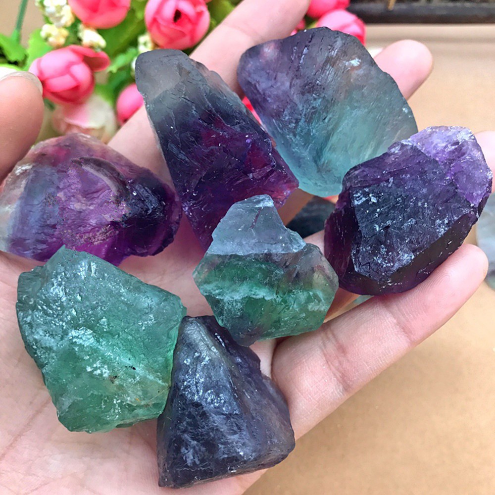 1pc Đá fluorite tự nhiên độc đáo để trang trí
