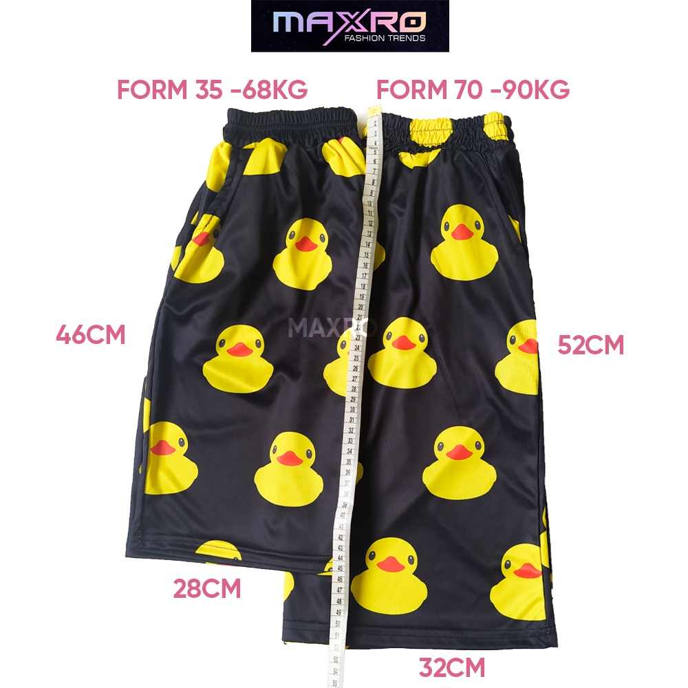 Quần đùi hoạt hình vịt vàng form rộng unisex