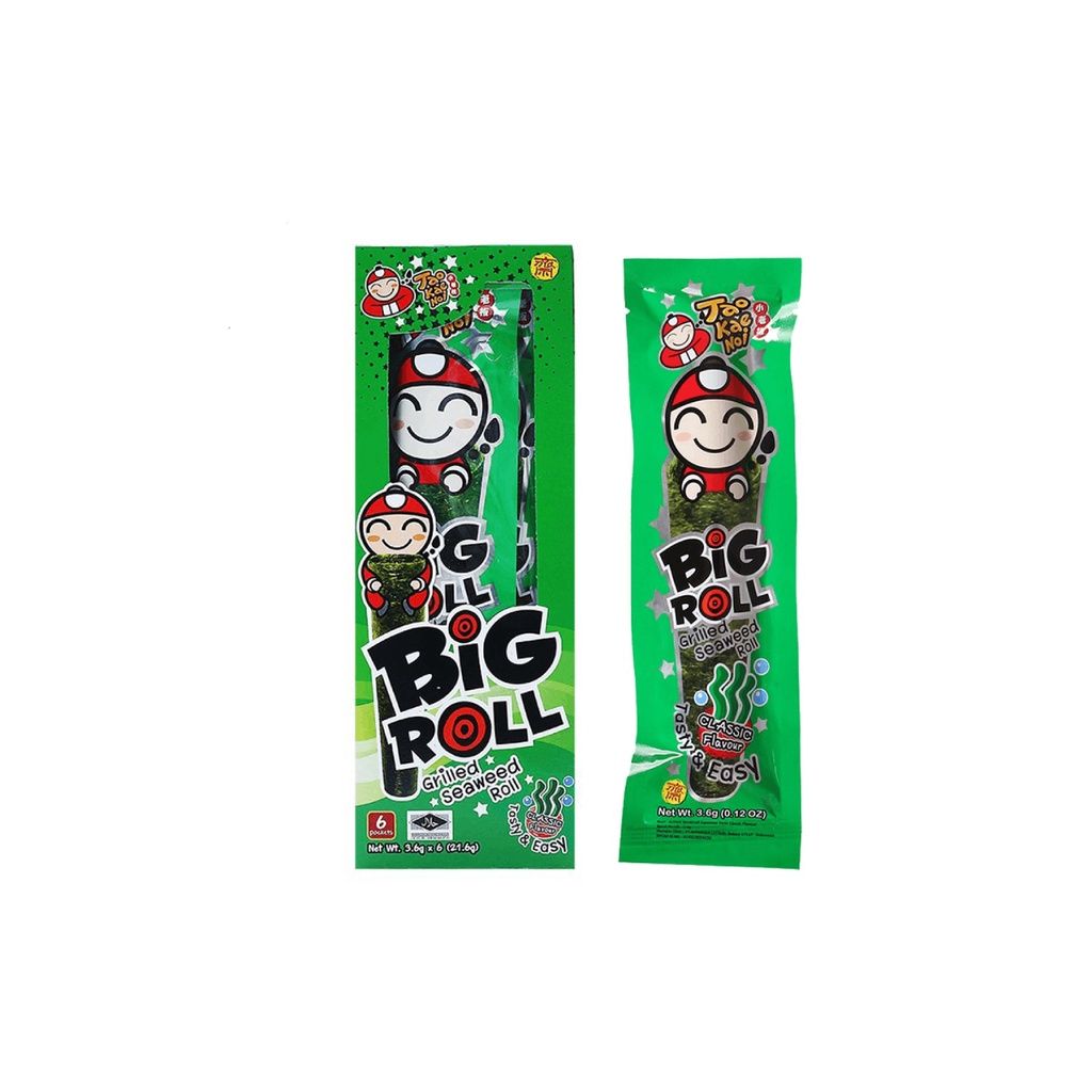 Snack Rong Biển Nướng Giòn Cậu Chủ TaoKaeNoi Big Roll Vị Truyền Thống (Hộp 6 gói-xanh)