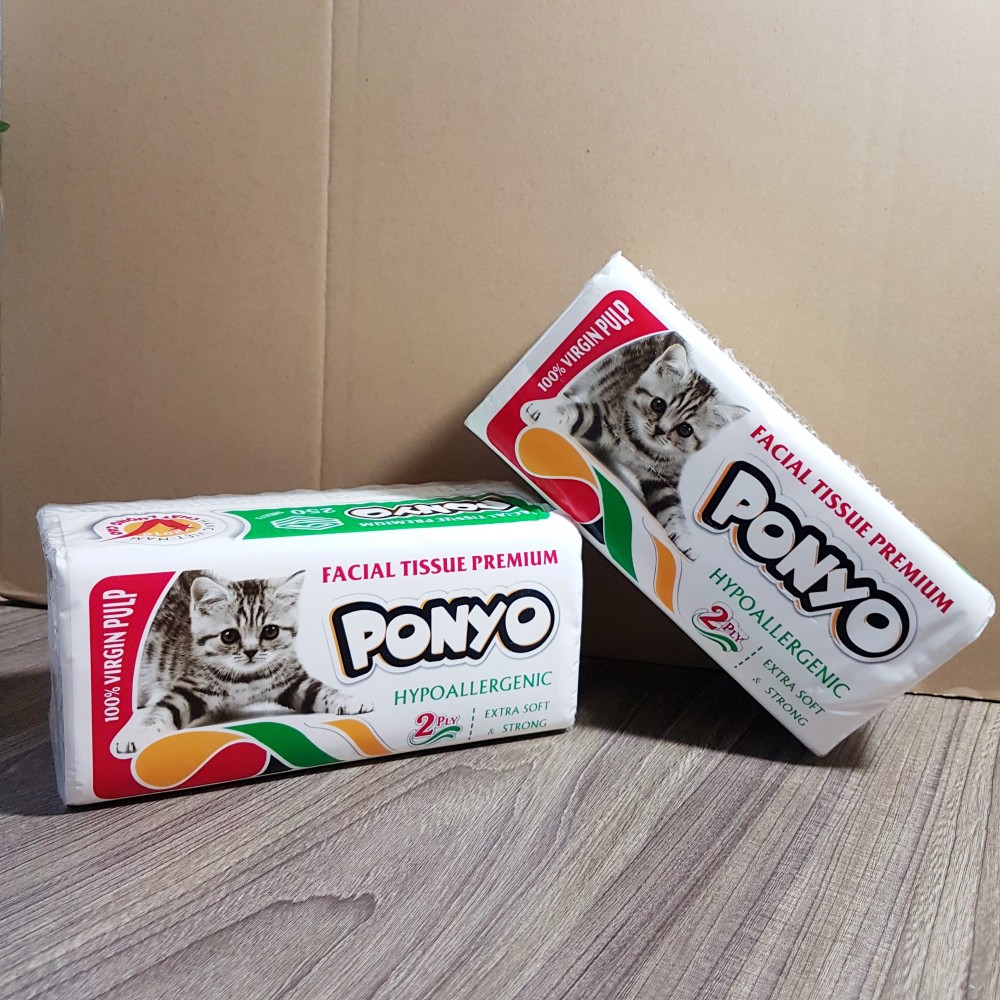 Khăn giấy rút lụa lau mặt PONYO 2 lớp - Facial Tissue