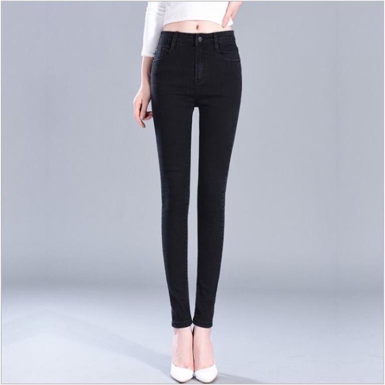 Quần jean nữ trơn GẤU 194 vải jeans dày dặn, co dãn, form slim fit lưng cao . ,