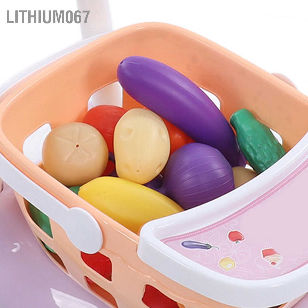 Lithium067 Giỏ đồ chơi Phụ kiện nhà bếp hàng Đồ Bộ Màu sắc dễ thương Giả vờ Chơi phụ thực phẩm cho trẻ em