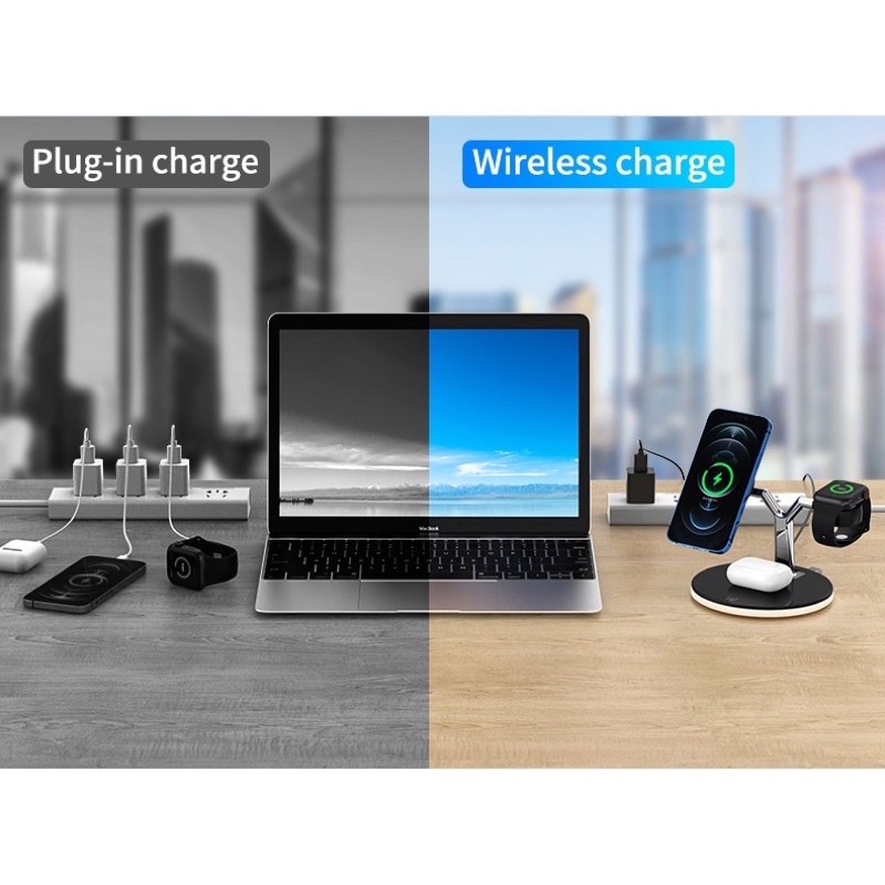 Đế Sạc Không Dây 3 In 1 Dành Cho Điện Thoại| Đồng Hồ| Tai Nghe