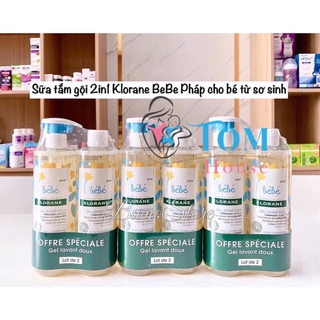 Set sữa tắm gội cho bé klorane bebe gel lavant doux 2 chai 500ml