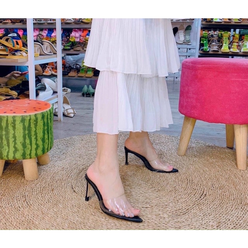 Giày cao gót nữ quai ngang trong