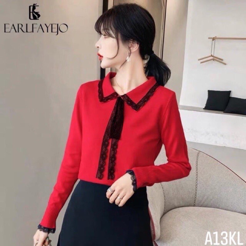 Áo len tay dài - cổ nơ