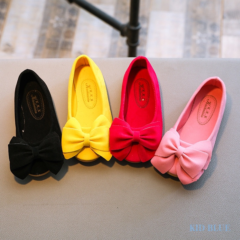 Giày Búp Bê Đế Bệt Mềm Mại Màu Kẹo Trơn Đính Nơ Thời Trang Xuân Thu Hàn Quốc Cho Bé Gái