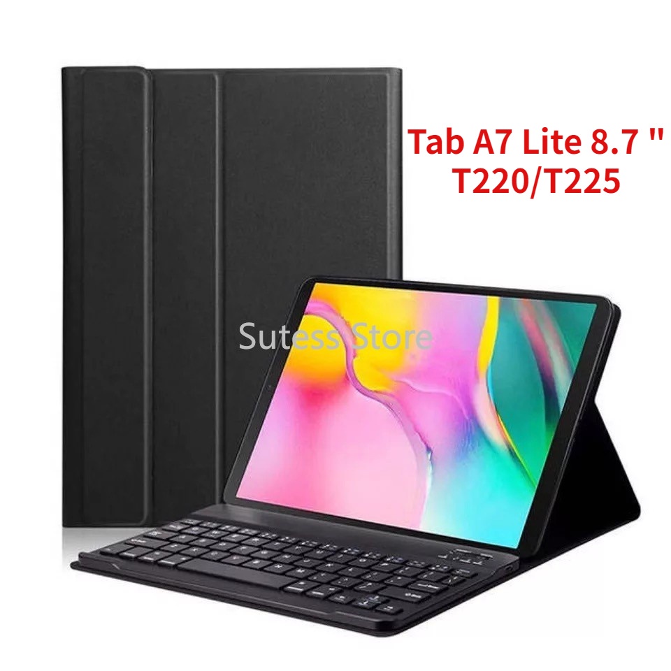 Bao da PU máy tính bảng nắp lật từ tính kèm bàn phím bluetooth cho Samsung Galaxy Tab A7 Lite 8.7 inch 2021 T220 T225