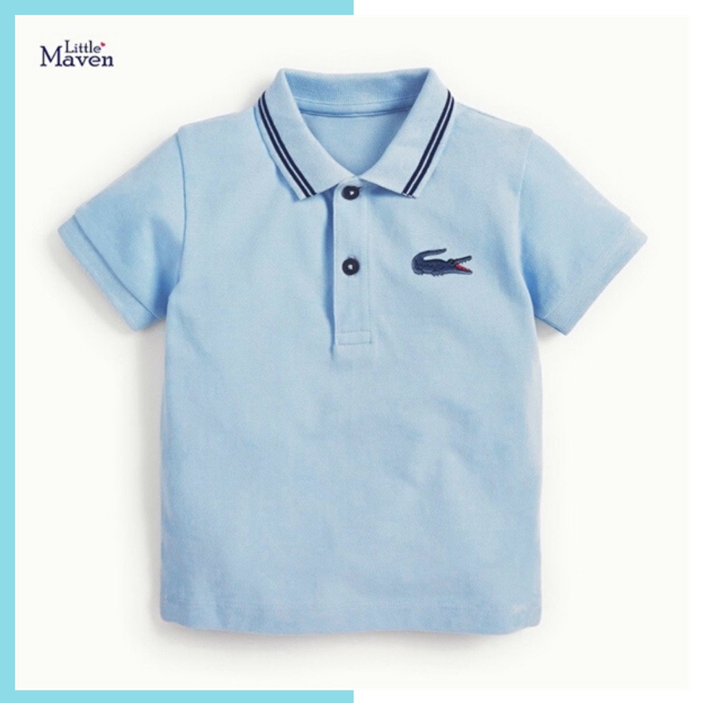 Áo cổ polo Little Maven xanh thêu cá sấu 2Y0111 cho bé trai 2-8 tuổi Mẫu mới 2022 - Little Maven Official Store