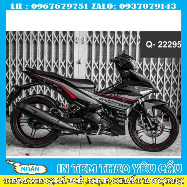 Tem rời ex 150 dán xe đen nhám 3 lóp ko bay màu