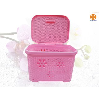 rổ giỏ nhựa giả mây có nắp đậy việt nhật