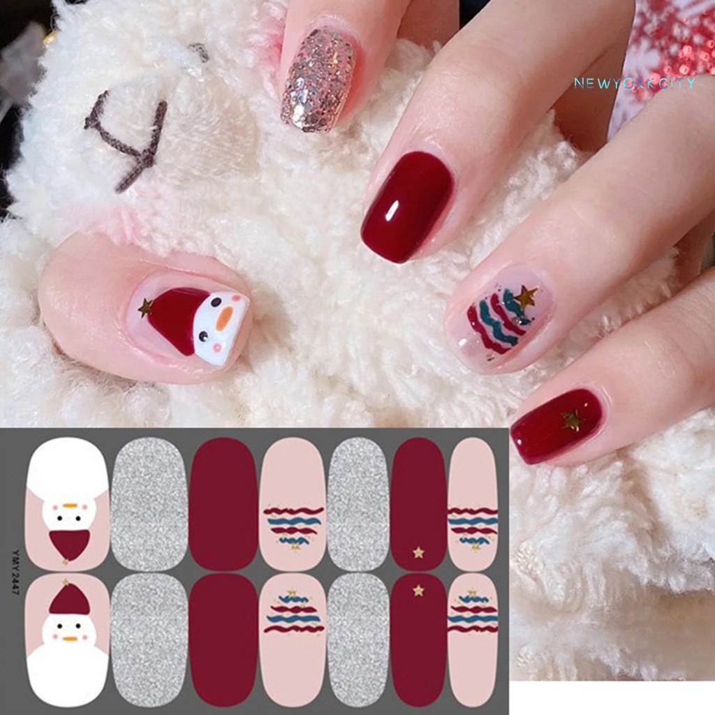 Miếng Dán Trang Trí Móng Tay Tự Dính Lâu Trôi Họa Tiết Giáng Sinh