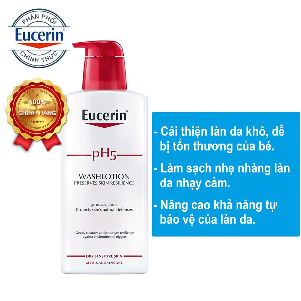 Sữa Tắm Eucerin pH5 WASHLOTION làm sạch dịu nhẹ cho da nhạy cảm