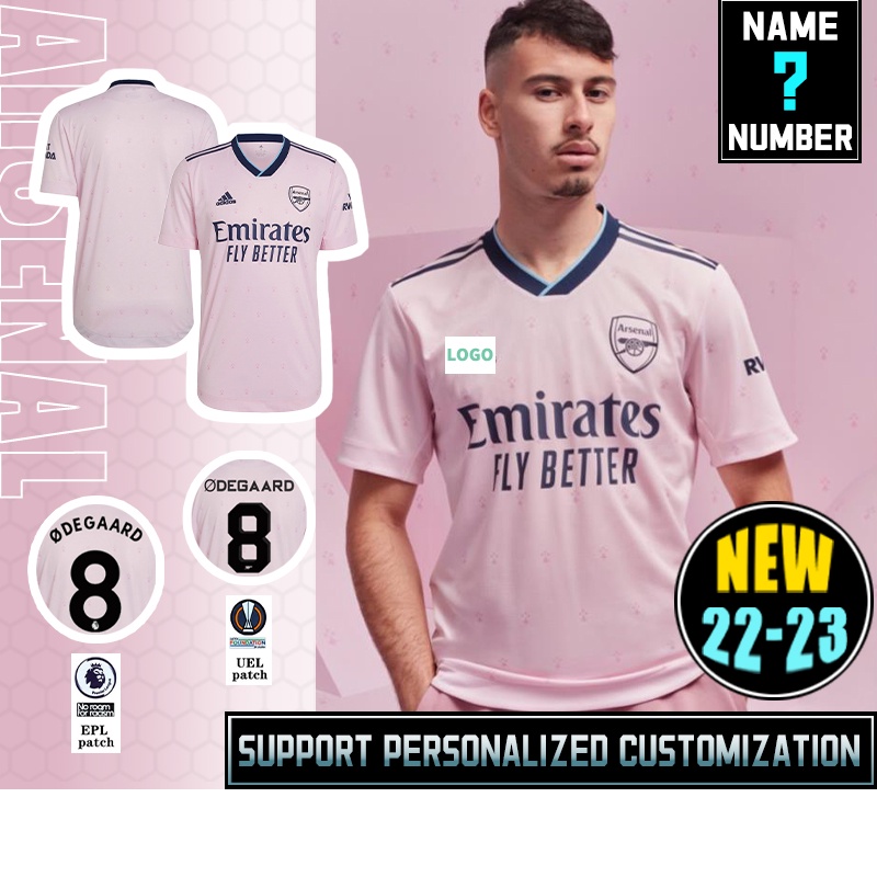Áo Thun Số 22-23 Câu Lạc Bộ Arsenal Sân Khách Màu Hồng Size s-2xl