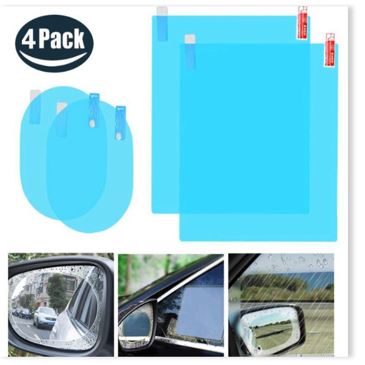 Bộ 4 miếng dán chống nước gương ô tô – 4 tấm dán kính chống nước mưa