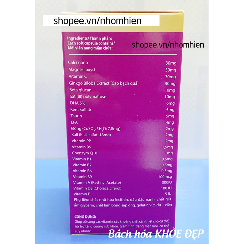 Viên uống vitamin tổng hợp Vitalidade Pharvita Plus bồi bổ cơ thể, tăng cường sức đề kháng, giảm mệt mỏi suy nhược | Thế Giới Skin Care