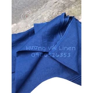 Vải linen tưng premium màu xanh navy đã wash cn!