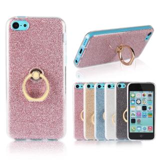 For Apple iPhone 4 4S 5 5S SE 5C 6 6s 7 8 Plus Glitter Bling Ring Finger Stand Soft Case