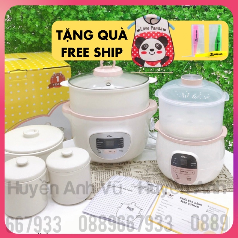 NỒI NẤU CHÁO BEAR 0,8L 1,6L QUỐC TẾ. NỒI NẤU CHÁO CHẬM CHO BÉ ĂN DẶM, NINH, HẦM, HẤP , CHƯNG YẾN 4 IN 1