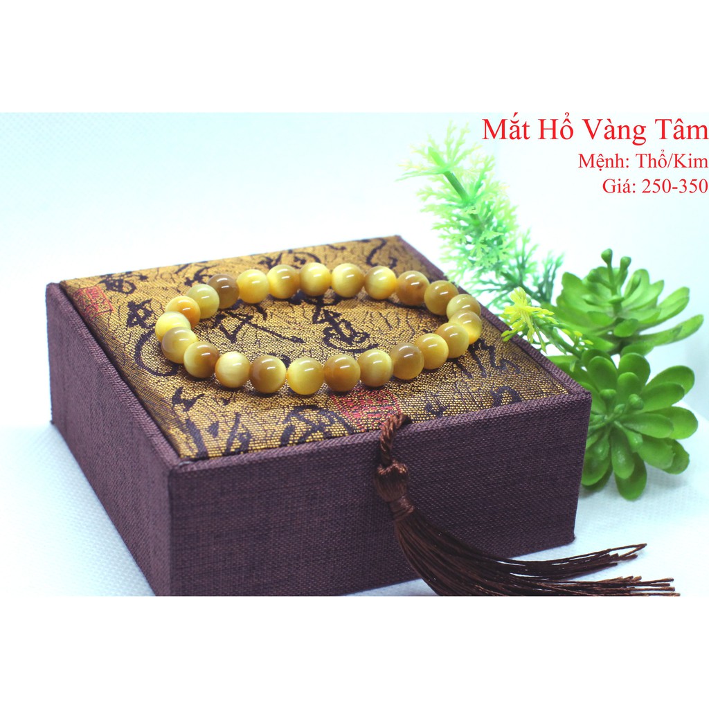 Vòng Tay Mắt Hổ Vàng Tâm-Mệnh Thổ Kim