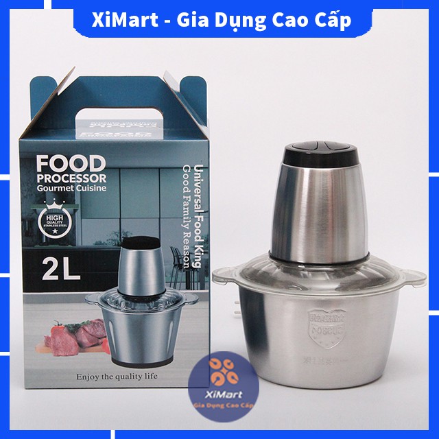 [LOẠI 1] Máy xay thịt cá cao cấp cối 2L inox304 không gỉ, công suất 250W, 4 lưỡi dao kép - Bảo Hành 2 năm - XiMart.