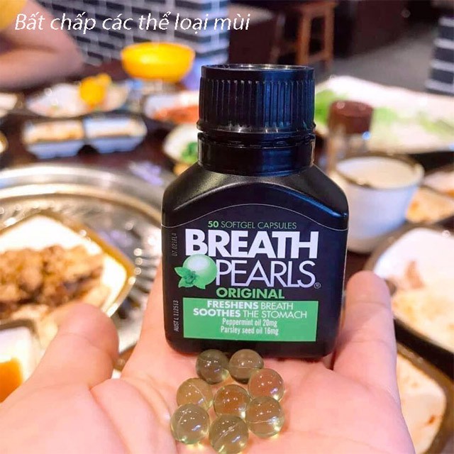 Viên Uống Thơm Miệng Breath Pearls Úc hộp 50 viên, hôi miệng,hơi thở khó chịu