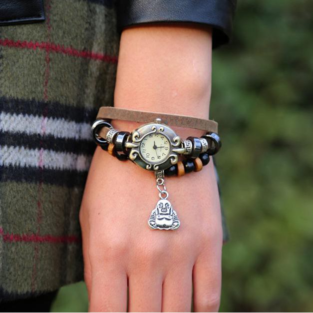 Đồng hồ mix vòng tay da + phụ kiện gỗ phong cách vintage 3 kiểu dáng - KHAI TRƯƠNG SHOP GIÁ ƯU ĐÃI | BigBuy360 - bigbuy360.vn