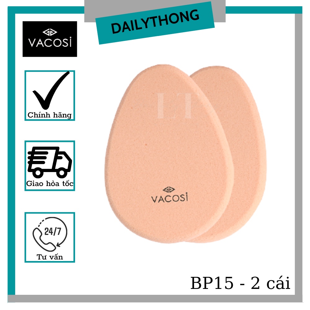 Combo 2 bông phấn ướt Vacosi size‎ nhỏ vuông﻿ và tròn, giọt nước