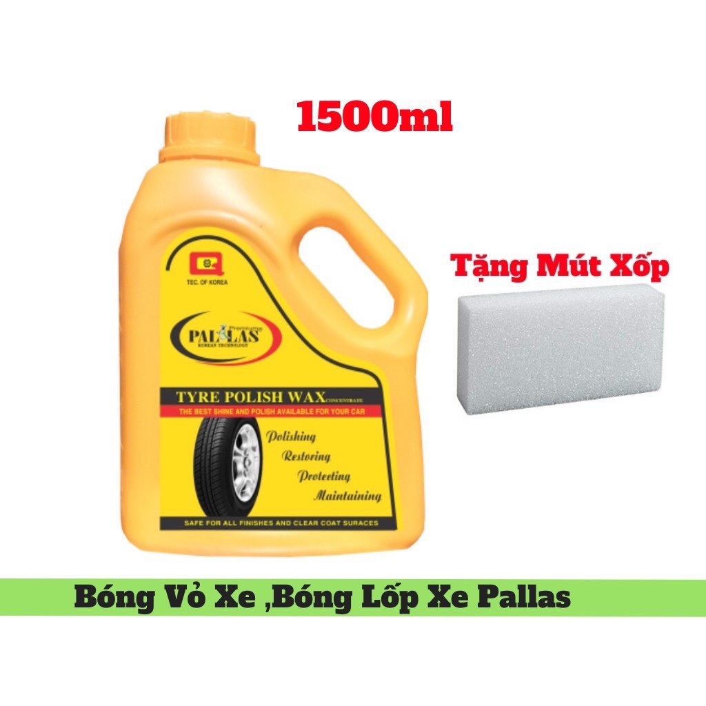 Dung Dịch Đánh Bóng Vỏ Xe , Đánh Bóng Lốp Xe Polish Wax Pallas 1.5 Lít Tặng Kèm Mút