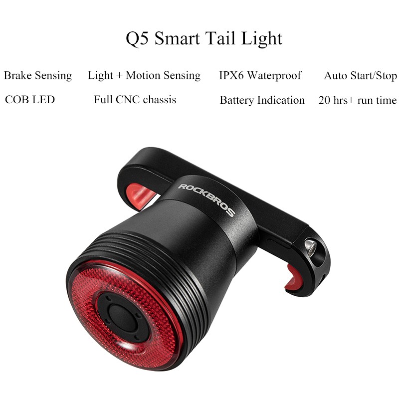Đèn ROCKBROS sạc USB gắn đuôi xe đạp leo núi giúp chạy xe an toàn vào ban đêm