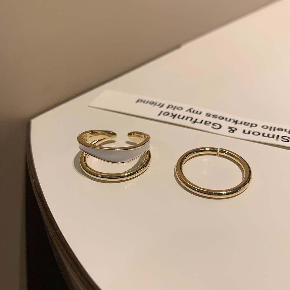 Bộ Nhẫn Hở Hai Tầng Ánh Sáng Sang Trọng Thích Hợp Làm Quà Tặng Valentine