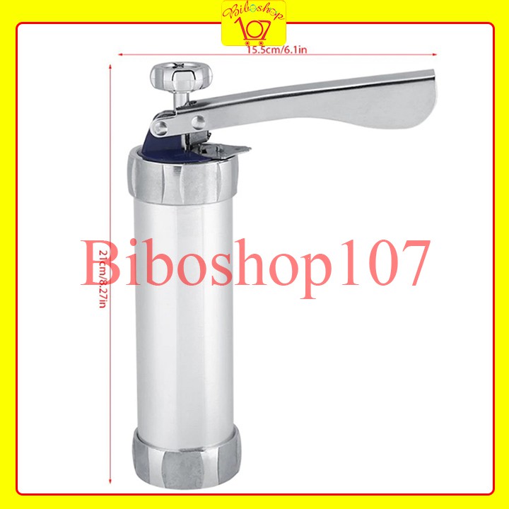 Khuôn nhấn bánh qui cookies press Inox 20 mặt kèm 4 đuôi bắt