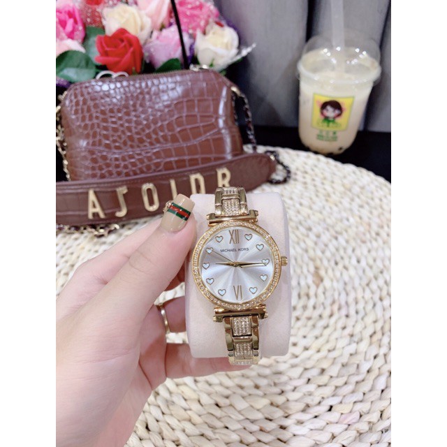 [Free Ship]  Đồng hồ nữ Michael kors dây thép không gỉ mặt đính đá cực xinh -Jun31watch