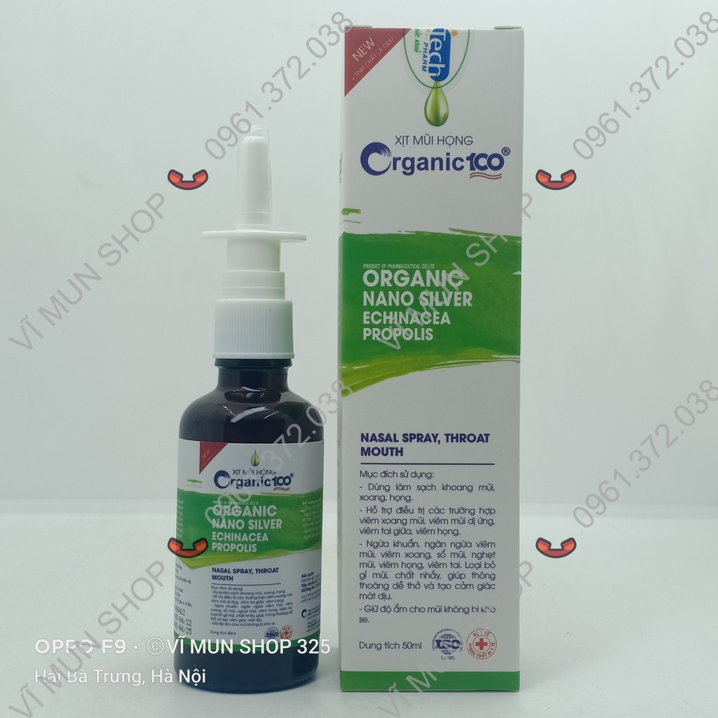 Xịt mũi họng ORGANIC 100 chai 50ml - Làm sạch khoang mũi, xoang, họng