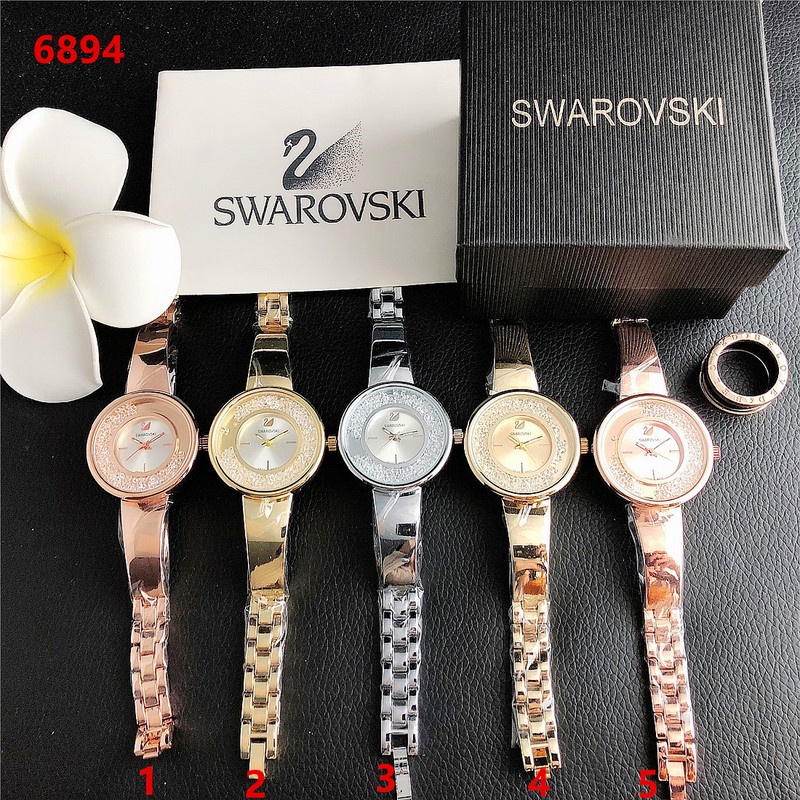 Đồng Hồ quartz Swarovski Swan S6894 Đính Đá Sang Trọng Cho Nam Nữ
