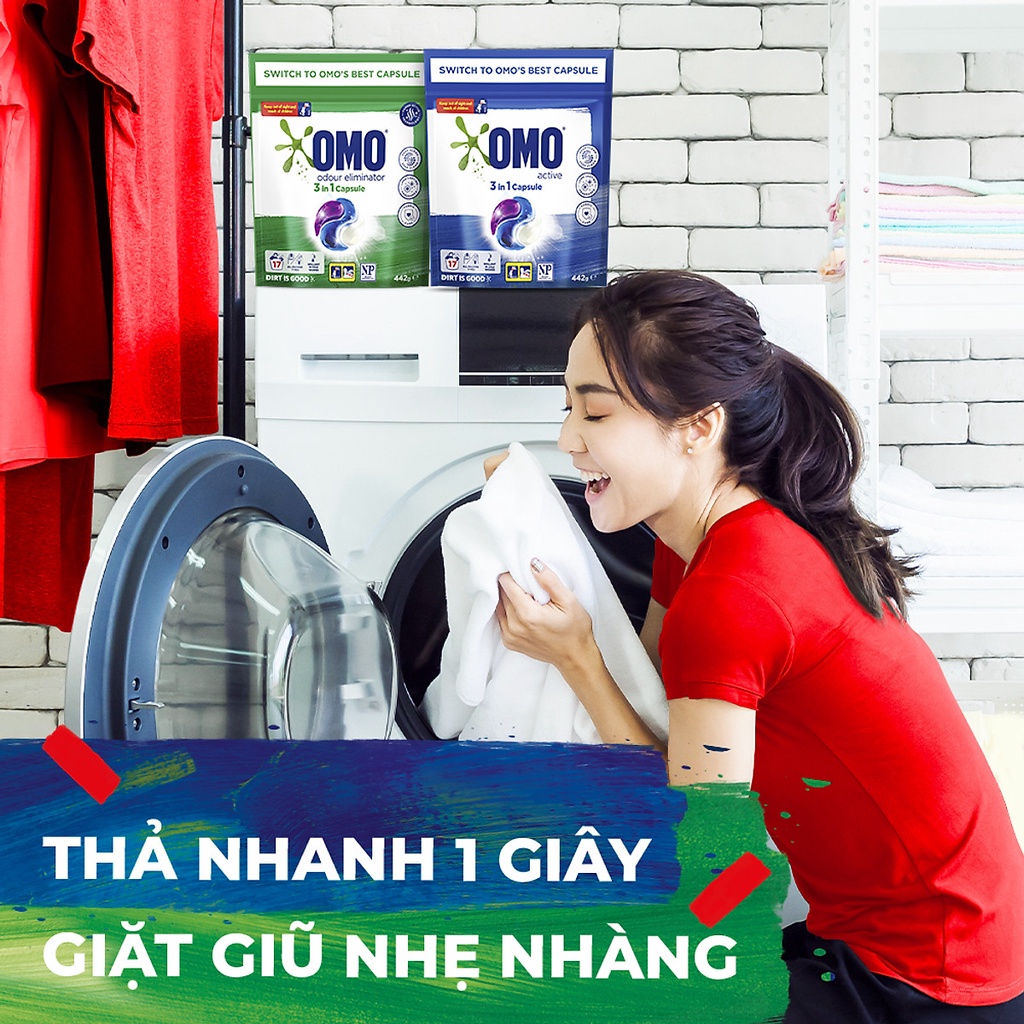 Combo 2 Túi Viên Giặt OMO 3in1 Tiện Lợi Công Nghệ Anh Quốc Bền màu và Khử mùi