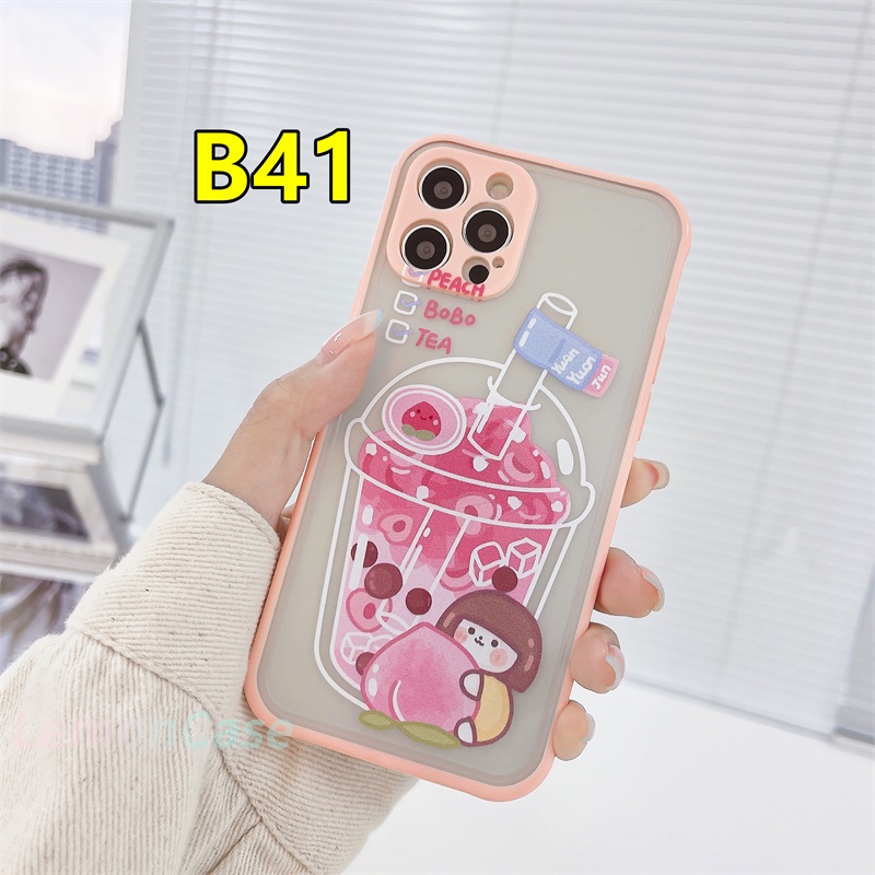 Casing Samsung A21S A51 A50S J2 Prime A20S J7 Prime A10S A11 A50 A20 A30S M11 A30 M10S M40S A205 A305 Men Women Share Trendy Milk Tea Cup Pattern Skin Feel Transparent Anti-fall Hard Shell All-inclusive Mobile Phone Case