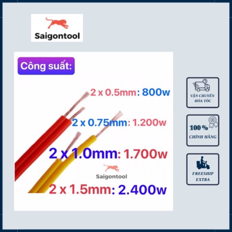 [Bán theo mét] Dây điện đôi mềm Vcmd Cadivi 2x0.5mm, 2x0.75mm, 2x1.0mm, 2X1.5mm