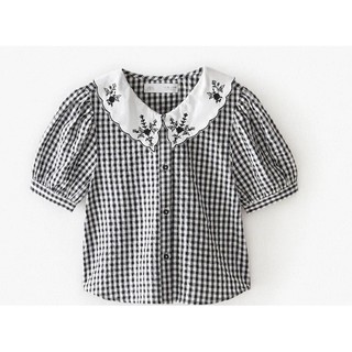 áo kẻ đen trắng cổ bẻ Zara