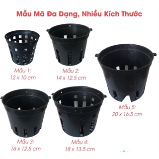 10 chậu nhựa trồng lan đen F12-f14-f16-f18-f21 có lỗ thông thoáng.