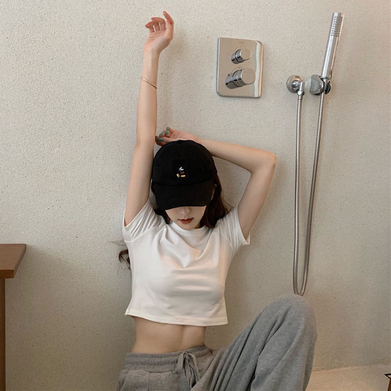 Áo Thun Croptop Tay Ngắn Dáng Ôm Thời Trang Mùa Hè Cho Nữ