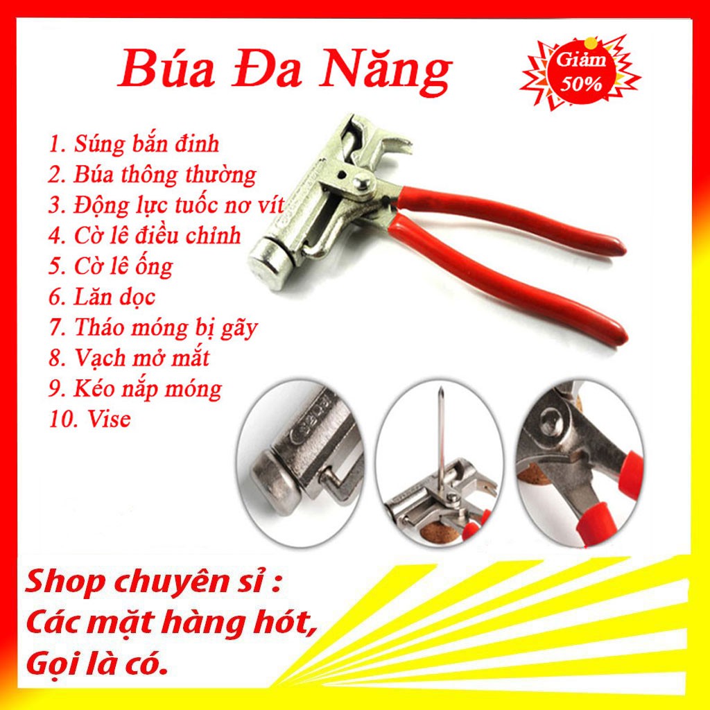 Búa đóng đinh đa năng kết hợp kìm thông minh siêu trợ lực dùng cho đồ gỗ, sắt, thép, bê tông, tường gạch - búa kìm