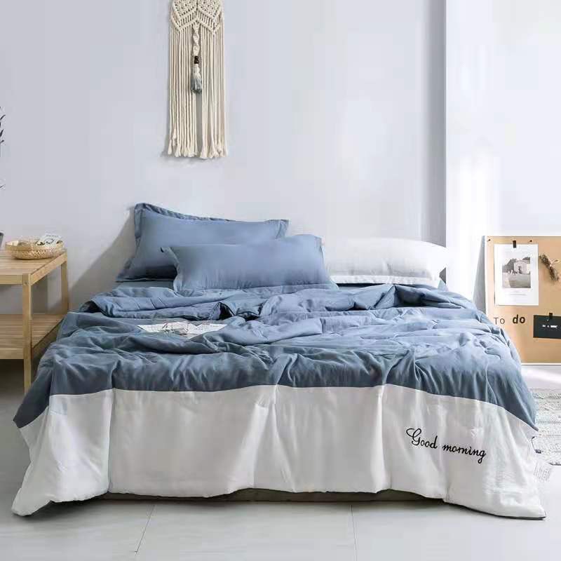 Bộ chăn ga gối ga giường Cotton Đũi Silk, Cotton Silk chăn hè các mẫu trơn phối màu cao cấp(6 màu)