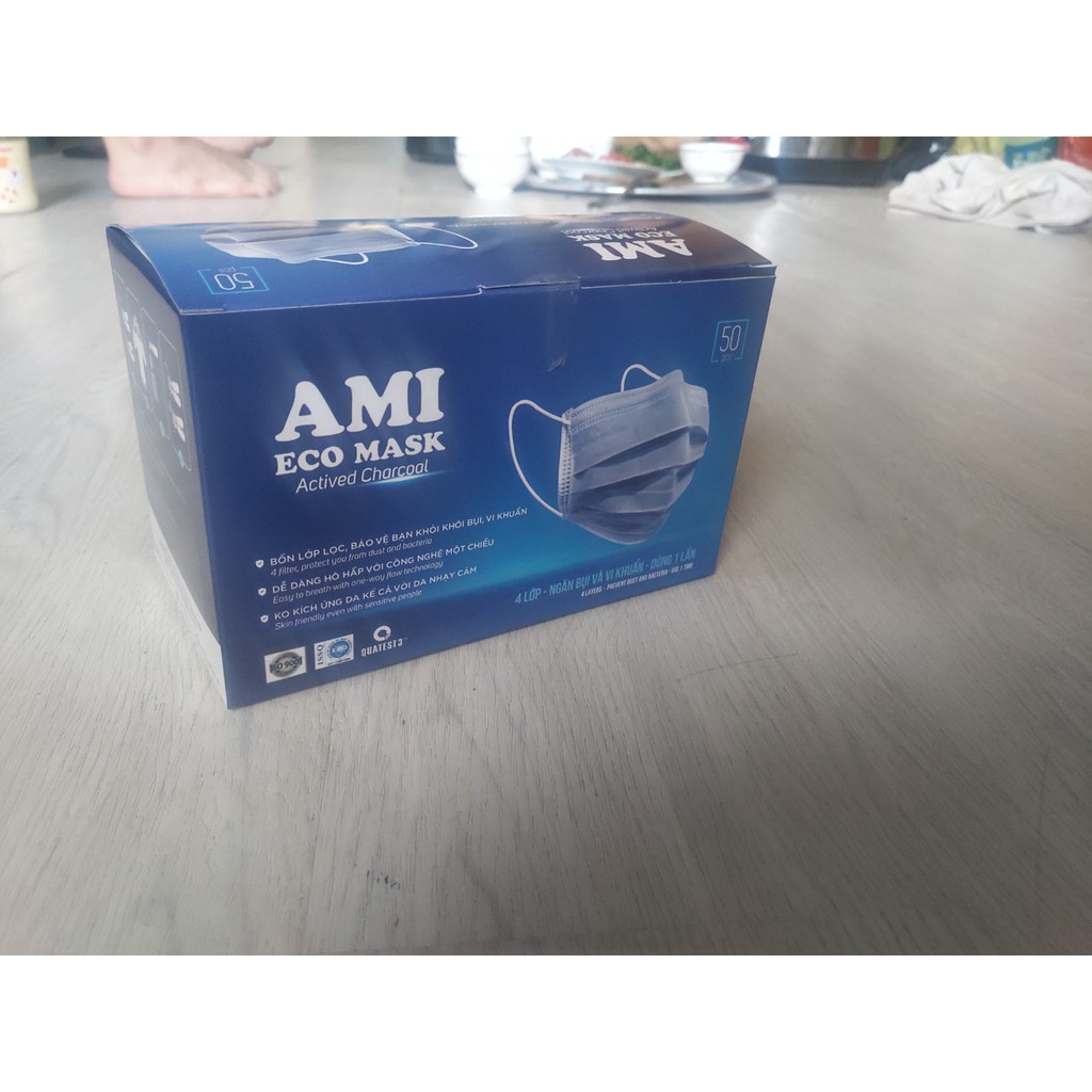 Combo 6 Hộp khẩu trang_ AMI_mầu xám_than hoạt tính (50 chiếc 1 hộp) 6xám 4L | BigBuy360 - bigbuy360.vn