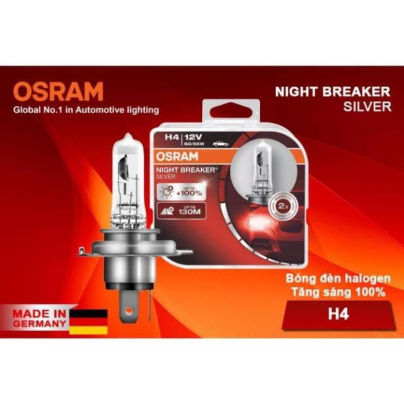 Bóng đèn halogen tăng sáng 100% OSRAM NIGHT BREAKER SILVER H4 12v 60/55w