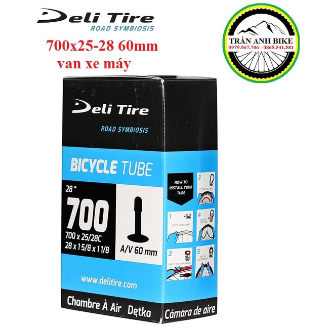Săm ruột xe đạp dành cho vành 700 x 23c/25c/28c/32c/35c/40c xe đạp đua Deli Tire