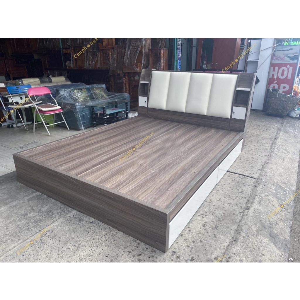 Giường ngủ bọc nệm gỗ MDF 2 hộc kéo CPX-G38